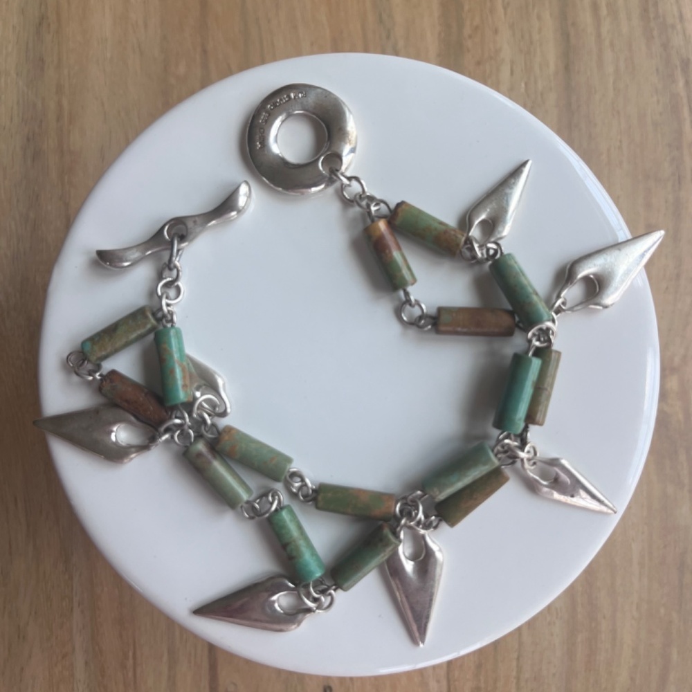 RLM Studio double strand turqouise and sterling silver bracelet, 8.25" green - Picture 9 of 10
